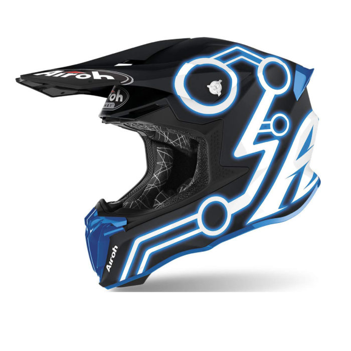 CASCO OFF ROAD CROSS AIROH TWIST 2.0 NEON BLUE MATT
