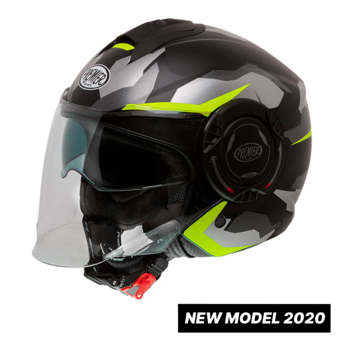 CASCO JET PREMIER OPEN FACE COOL CAMO YELLOW FLUO BM