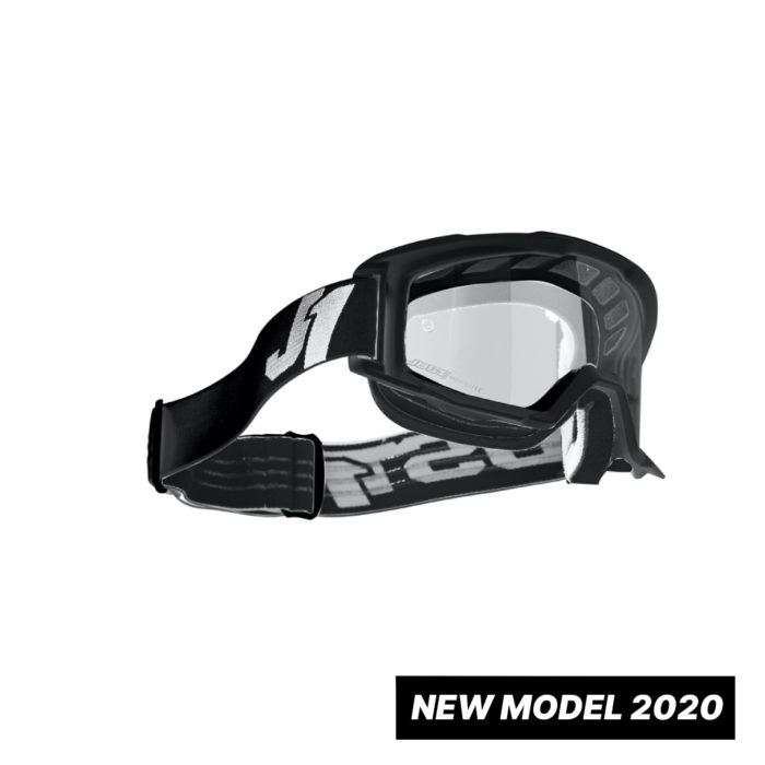MASCHERA OCCHIALE MOTO JUST 1 VITRO MX GOOGLE BLACK NERO - LENTE TRASPARENTE - immagine 2