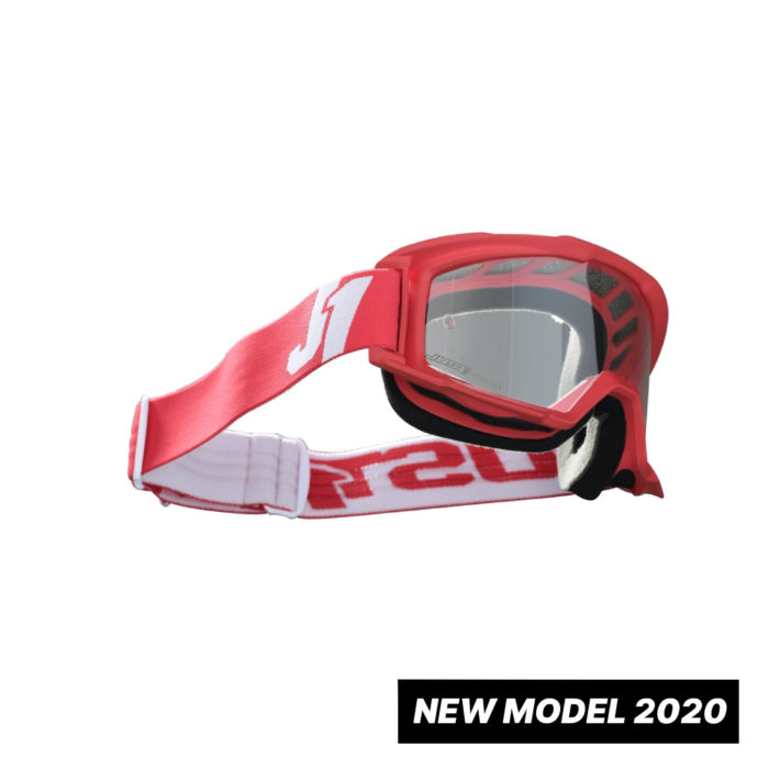 MASCHERA OCCHIALE MOTO JUST 1 VITRO MX GOOGLE RED-WHITE - LENTE TRASPARENTE) - immagine 2