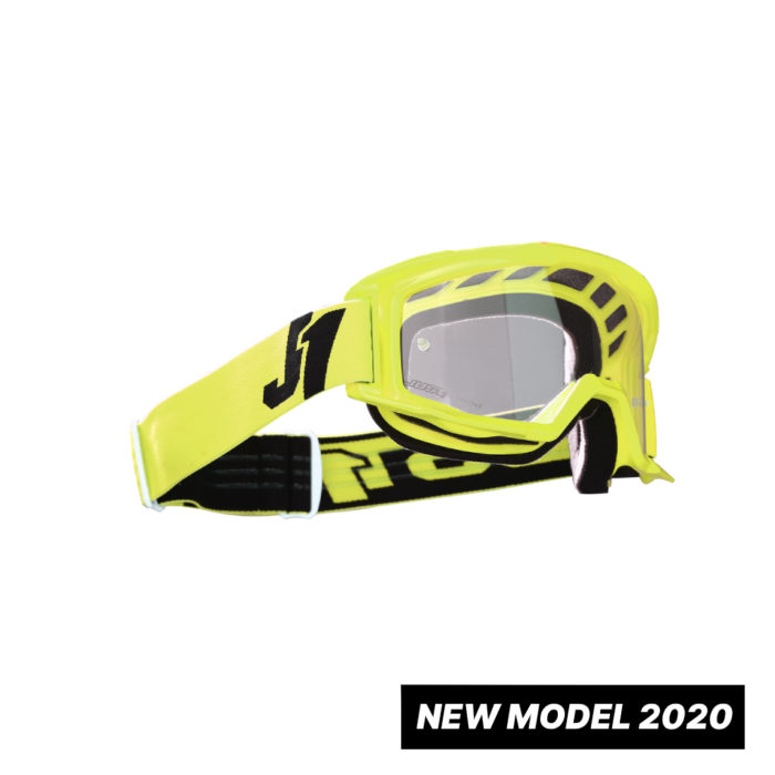 MASCHERA OCCHIALE MOTO JUST 1 VITRO MX GOOGLE YELLOW FLUO - LENTE TRASPARENTE - immagine 2