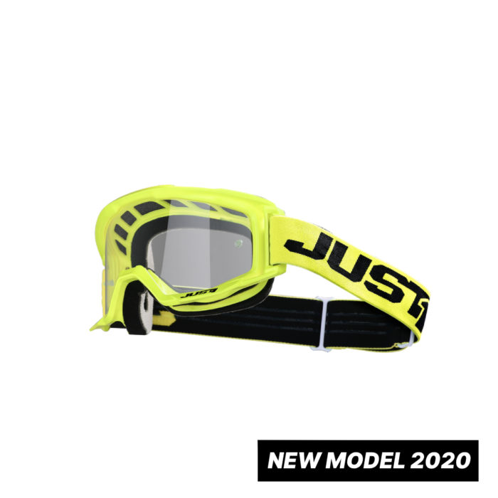 MASCHERA OCCHIALE MOTO JUST 1 VITRO MX GOOGLE YELLOW FLUO - LENTE TRASPARENTE